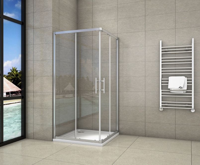 Luxus Eckdusche 70120cm Glas Duschkabine mit Schiebetüren