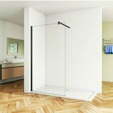 Walk In Duschwand schwarz Duschkabine Trennwand 50-120cm Glas