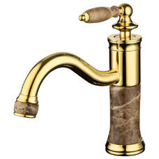 Armatur Prunk Marmor Braun Gold Wasserhahn drehbar 22cm