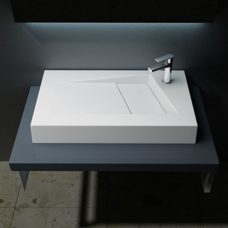 Edles Lavabo Hänge-Aufsatzwaschebcken Gussmarmor 80x46cm