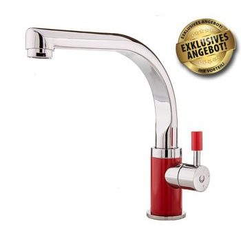 Design Armatur Rot Bad/Küche, Einhand 360° Drehbar hoch 22cm