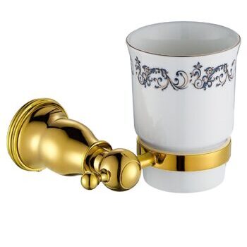 Zahnputzbecher mit Design Accessoire Badzubehör gold weiss