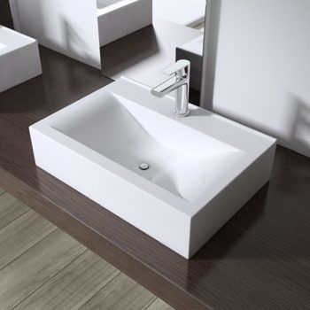 Design Waschbecken Aufsatz/Hänge Lavabo Keramik eckig 46x31cm